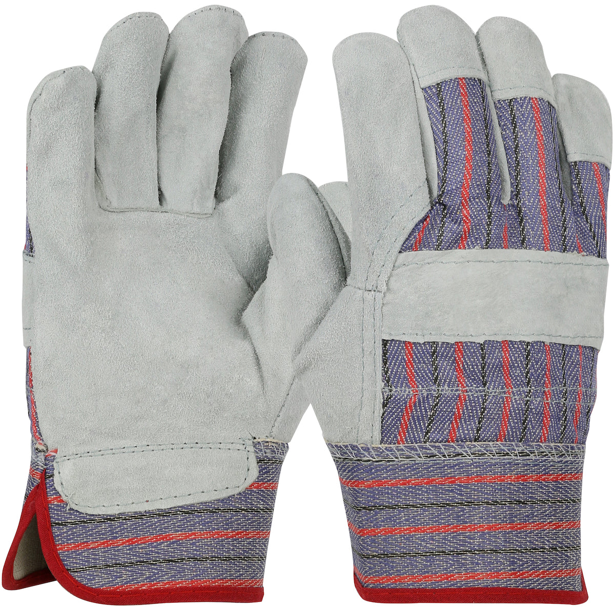 PIP Economy Grade Split Cowhide Leather Palm Glove w/Fabric Back - Rubberized Safety Cuff - Ladies - Blue - 1/DZ - 330-WC558L