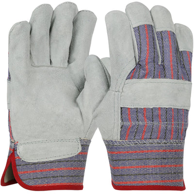 PIP Economy Grade Split Cowhide Leather Palm Glove w/Fabric Back - Rubberized Safety Cuff - Ladies - Blue - 1/DZ - 330-WC558L