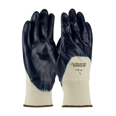 ArmorLite Nitrile Dipped Glove w/Interlock Liner & Textured Finish on Palm Fingers Knuckles - Knit Wrist - Natural - 1/DZ - 56-3170