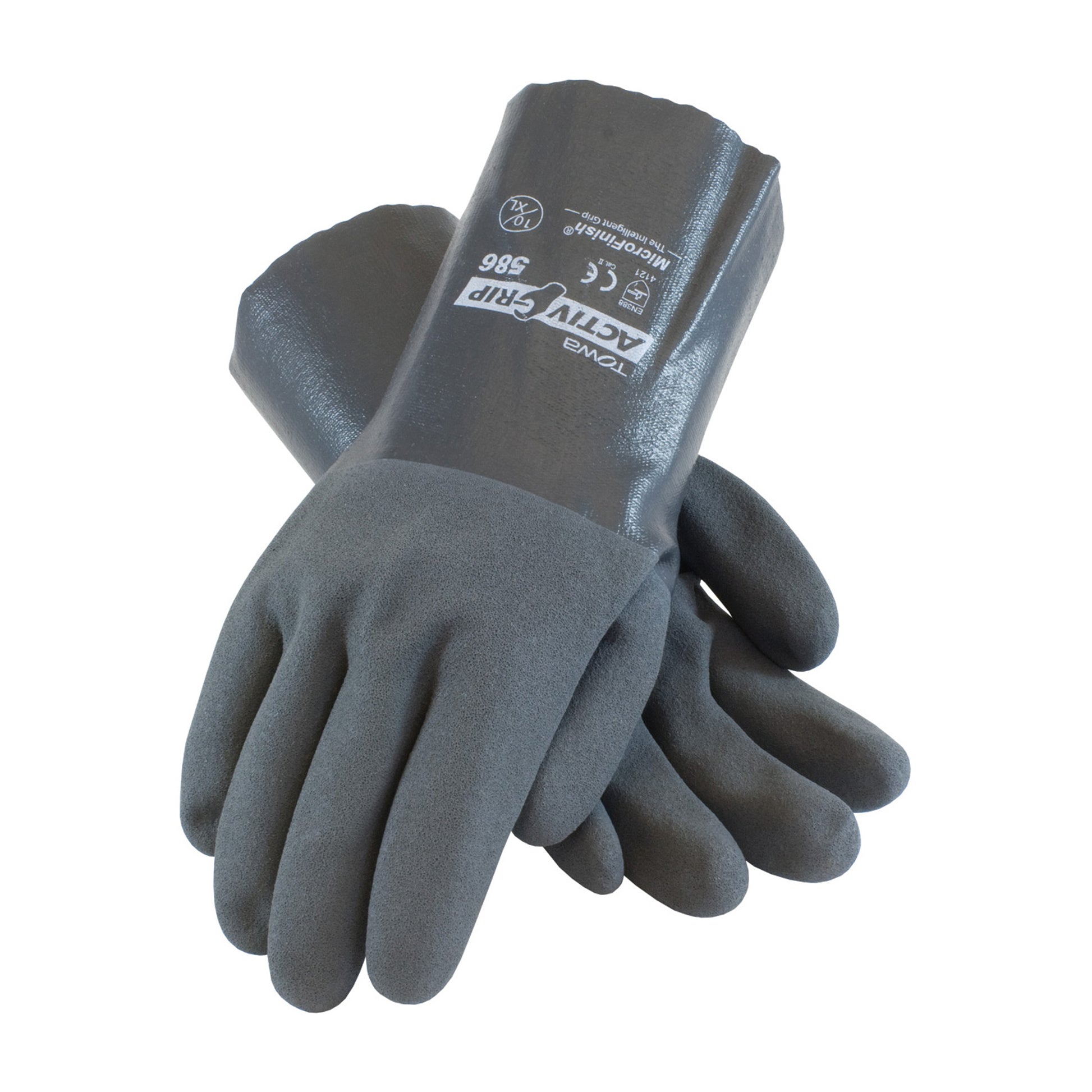 ActivGrip Nitrile Coated Glove w/Cotton Liner & MicroFinish Grip - 12" - Gray - 1/DZ - 56-AG586