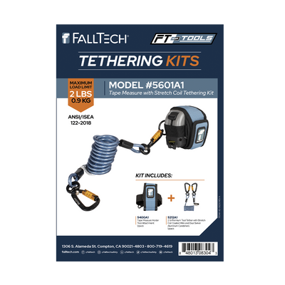 FallTech Tool Tethering Kit - 2 lb - Tape Measure with Stretch Coil Tether - 5601A1