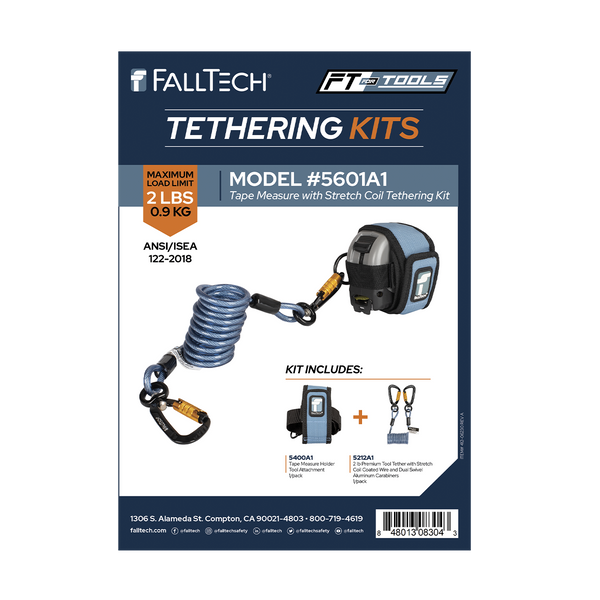 FallTech Tool Tethering Kit - 2 lb - Tape Measure with Stretch Coil Tether - 5601A1