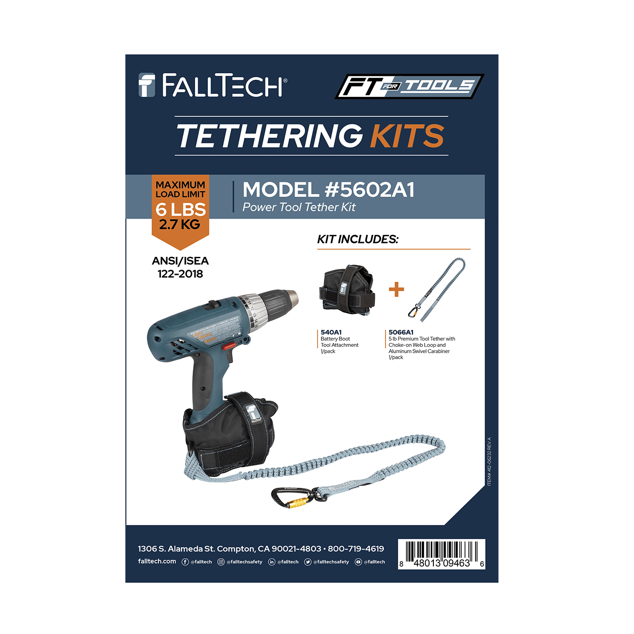 FallTech Tool Tethering Kit - 6 lb - Power Tool with Stretch Web Tether - 5602A1
