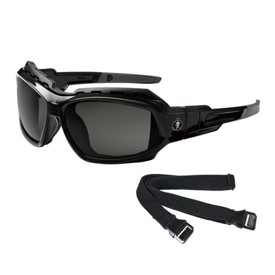 Ergodyne Skullerz LOKI Polarized Convertible Safety Spoggles with Strap - Smoke Lens