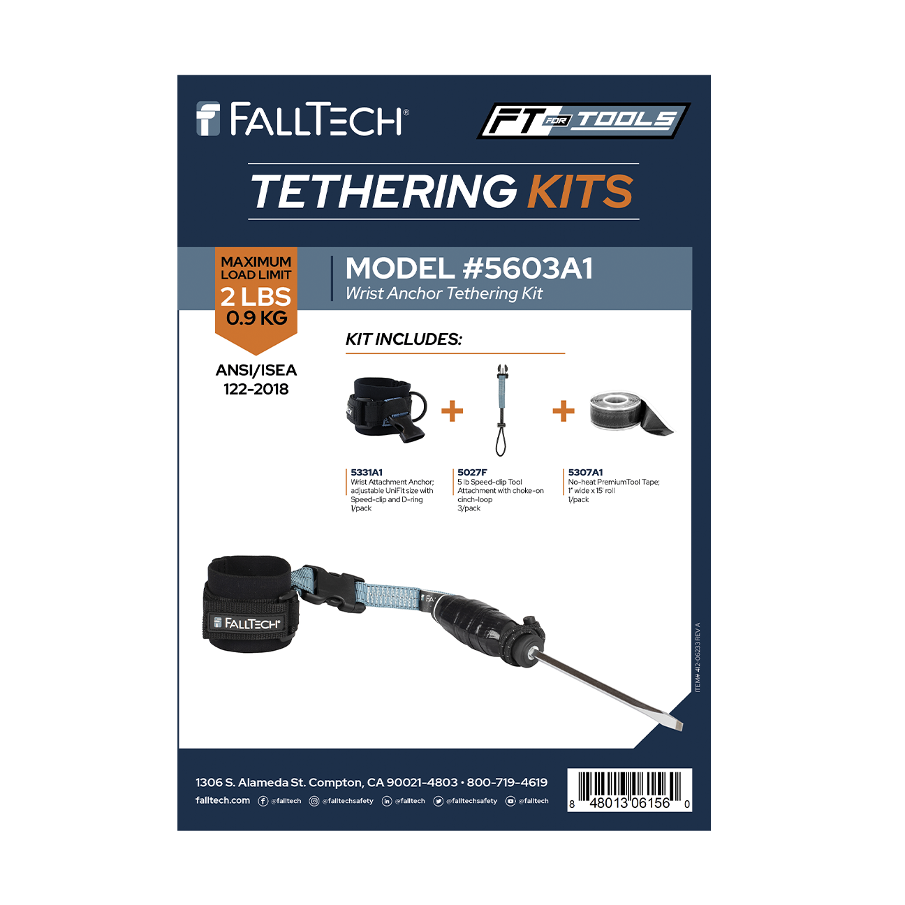 FallTech Tool Tethering Kit - 5 lb - Wristband with Speed Clip Attachments and Tool Tape - 5603A1