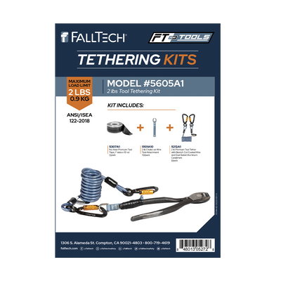 FallTech Tool Tethering Kit - 2 lb - Stretch Coil with Tape-on Attachments and Tool Tape - 5605A1