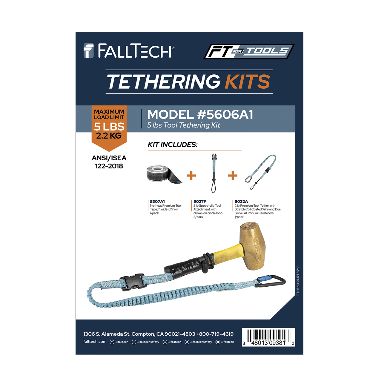 FallTech Tool Tethering Kit - 5 lb - Stretch Web with Speed Clip Attachments and Tool Tape - 5606A1