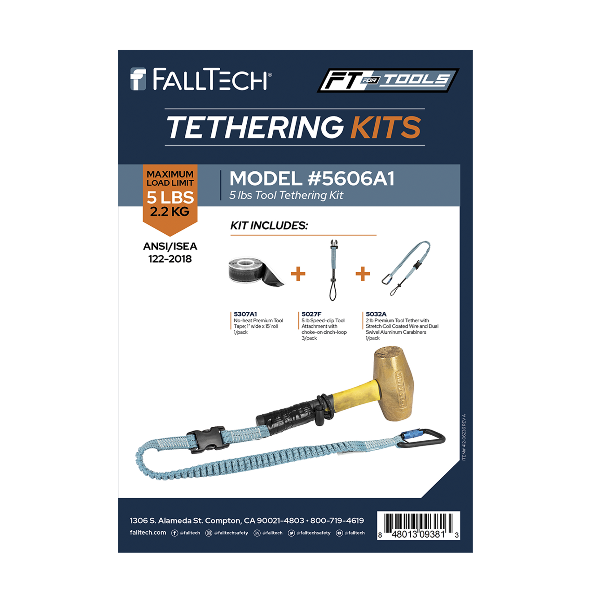FallTech Tool Tethering Kit - 5 lb - Stretch Web with Speed Clip Attachments and Tool Tape - 5606A1