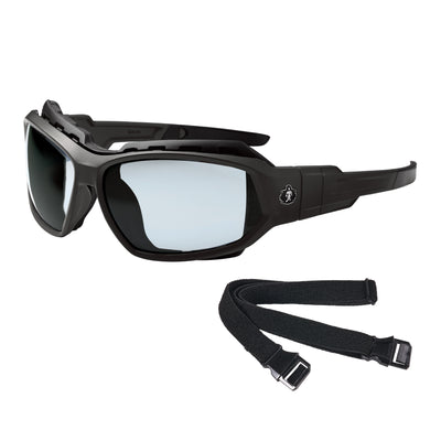 Ergodyne Skullerz LOKI Anti- Fog Convertible Safety Spoggles with Strap - In/Outdoor Lens - Black Frame- 1 Pair