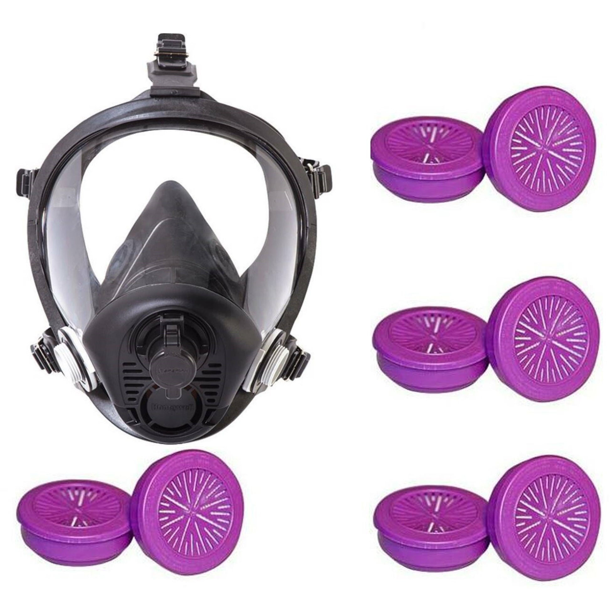 North by Honeywell RU6500 Full Face Silicone Respirator + 4 Pair North 7580P100 Filter Combo (S,M,L)