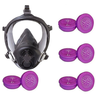 North by Honeywell RU6500 Full Face Silicone Respirator + 4 Pair North 7580P100 Filter Combo (S,M,L)
