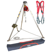 Model: AA805AG2
8 ft. (2.4 m) AK105A aluminum tripod with AK205AG 50 ft. (15 m) galvanized winch, AK020A1 pulley, 3590550 Rebel™ 50 ft. (15 m) galvanized self retracting lifeline, 1191201 PRO™ harness and AK067A tripod bag.