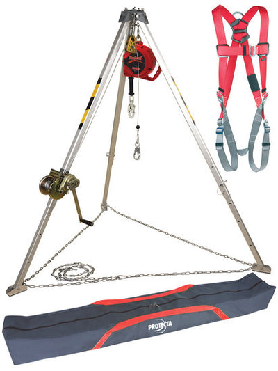 3M Protecta Confined Space System w/ Aluminum Tripod Winch/SRL/Harness & Bag - AA805AG2