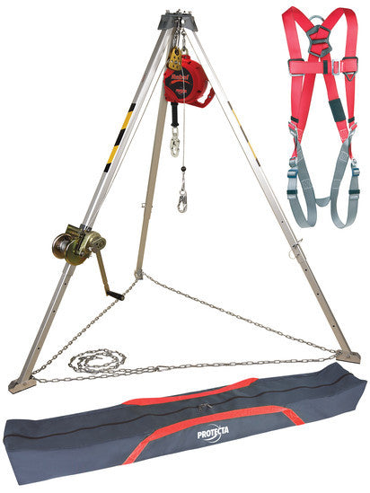 Model: AA805AG2
8 ft. (2.4 m) AK105A aluminum tripod with AK205AG 50 ft. (15 m) galvanized winch, AK020A1 pulley, 3590550 Rebel™ 50 ft. (15 m) galvanized self retracting lifeline, 1191201 PRO™ harness and AK067A tripod bag.