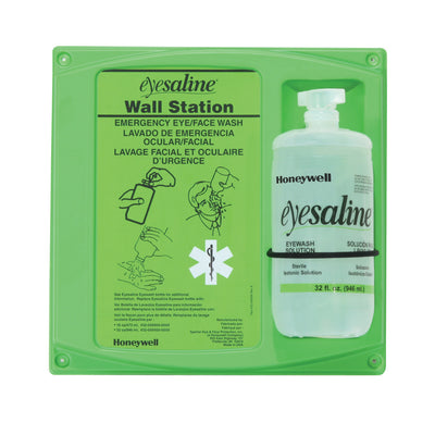 Honeywell 32 Ounce Single Bottle Eyesaline Sterile Eye Wash Wall Station - 32-000461-0000