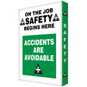 Visual Edge Motivational Graphic Style Sign: On The Job Safety Begins Here - Accidents Are Avoidable 24" x 18" Aluminum Face 1/Each - EDP212