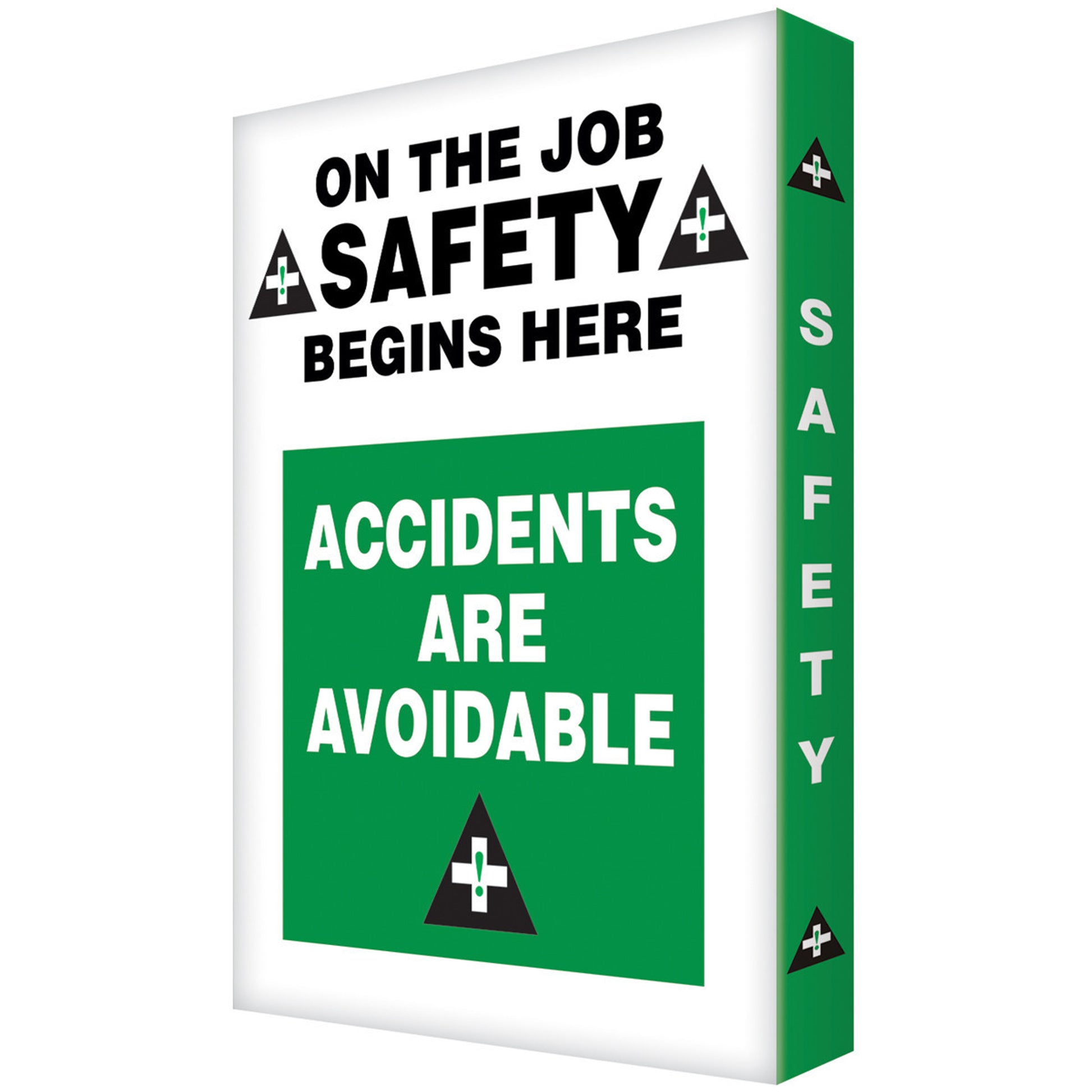 Visual Edge Motivational Graphic Style Sign: On The Job Safety Begins Here - Accidents Are Avoidable 24" x 18" Aluminum Face 1/Each - EDP212