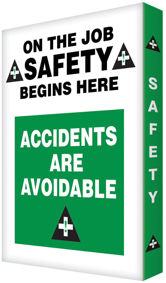 Visual Edge Motivational Graphic Style Sign: On The Job Safety Begins Here - Accidents Are Avoidable 24" x 18" Aluminum Face 1/Each - EDP212