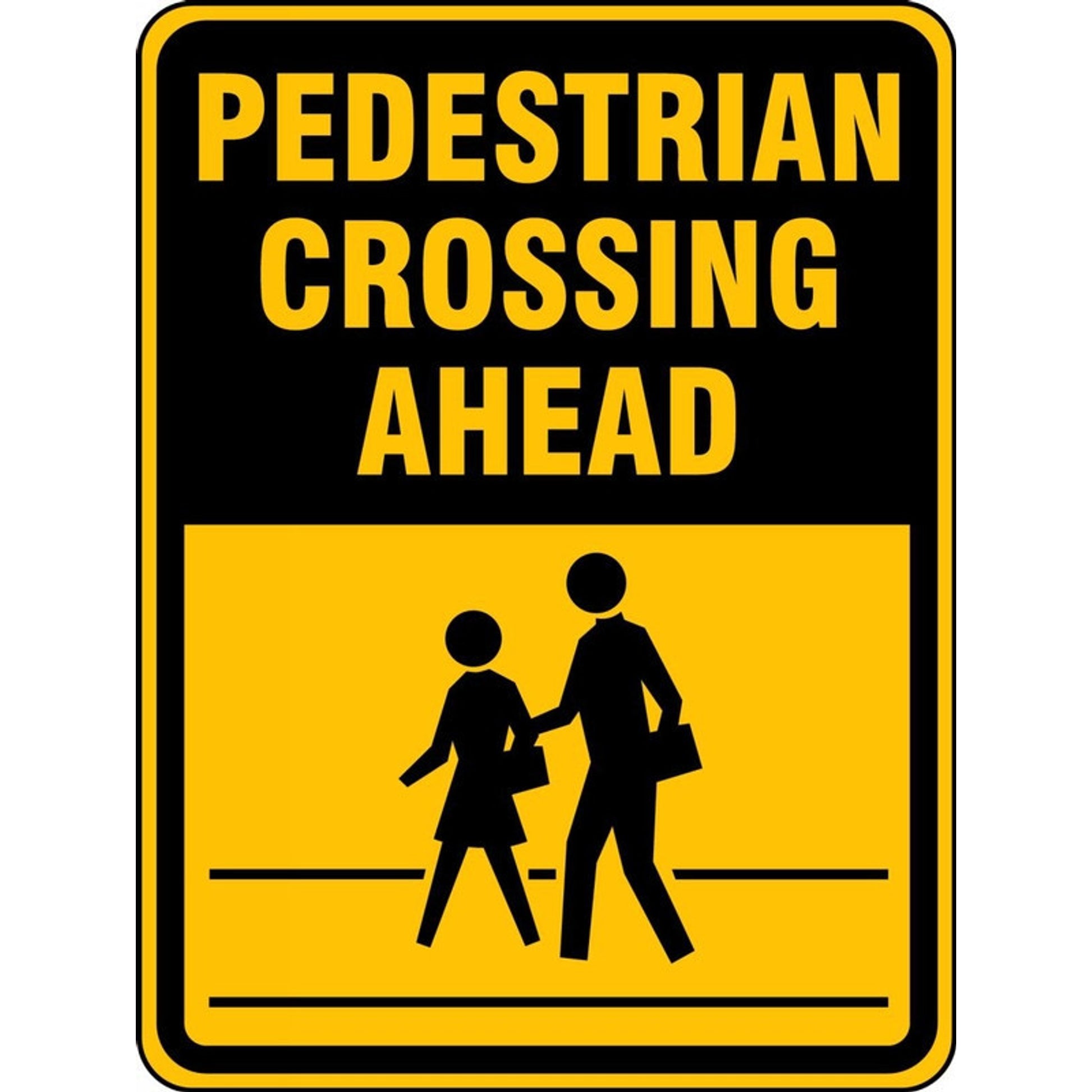 Bicycle & Pedestrian Sign: Pedestrian Crossing Ahead 18" x 12" Engineer-Grade Prismatic 1/Each - FRW518RA