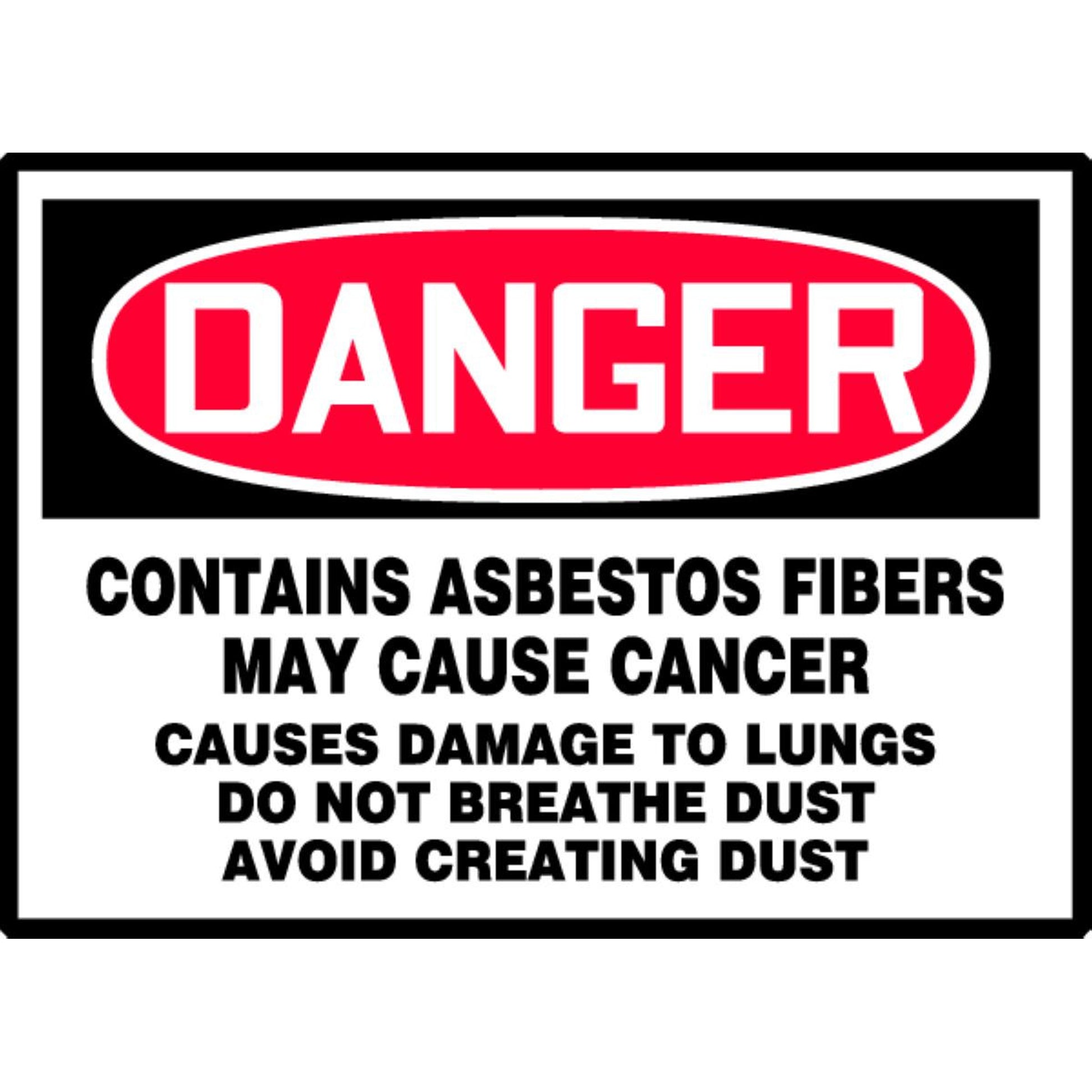 OSHA Danger Safety Label: Contains Asbestos Fibers - May Cause Cancer 5" x 7" / - LCAW102VSP