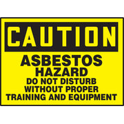 OSHA Caution Safety Label: Asbestos Hazard - Do Not Disturb Without Proper Training And Equipment 3 1/2" x 5" Adhesive Vinyl 5/Pack - LCAW602VSP