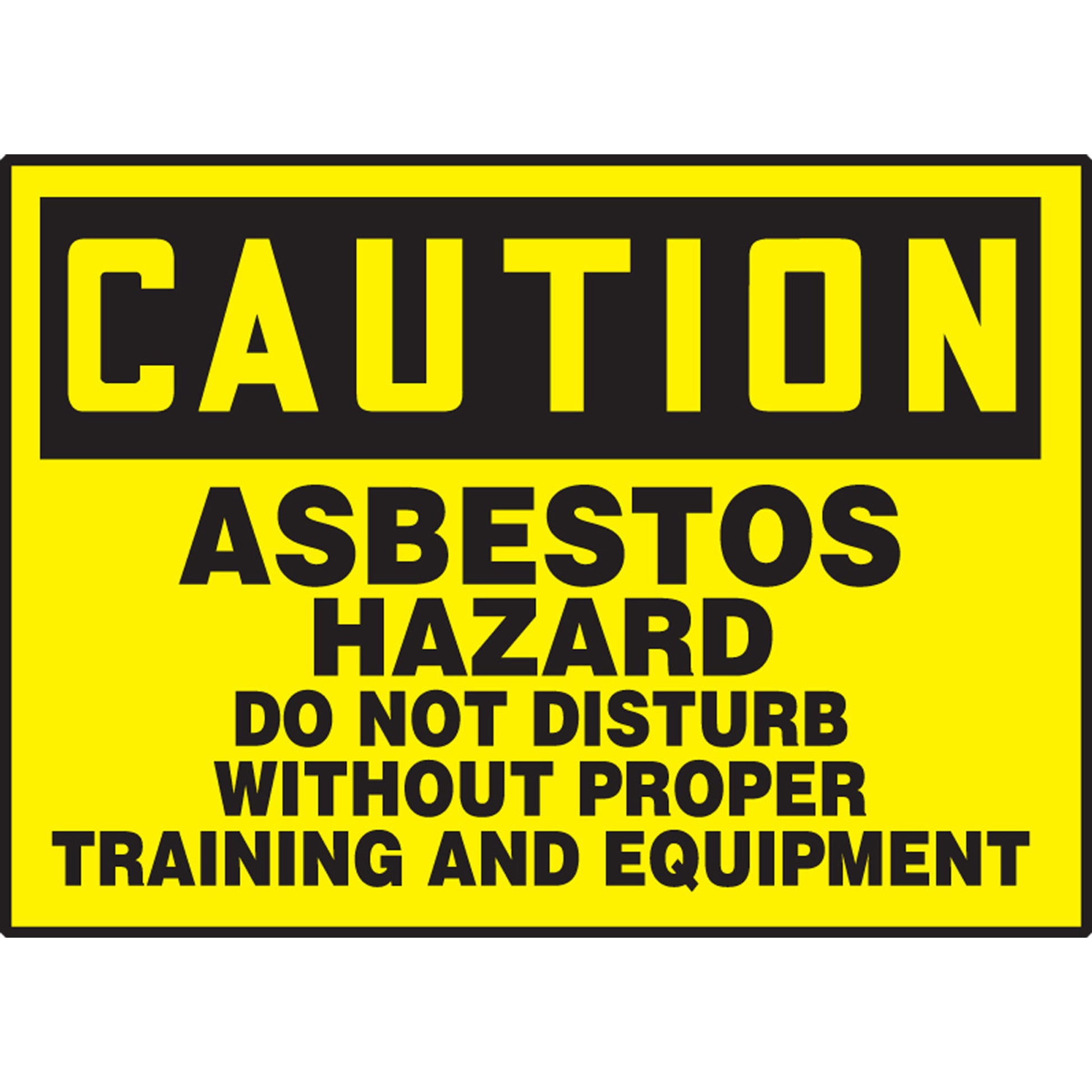 OSHA Caution Safety Label: Asbestos Hazard - Do Not Disturb Without Proper Training And Equipment 3 1/2" x 5" Adhesive Vinyl 5/Pack - LCAW602VSP