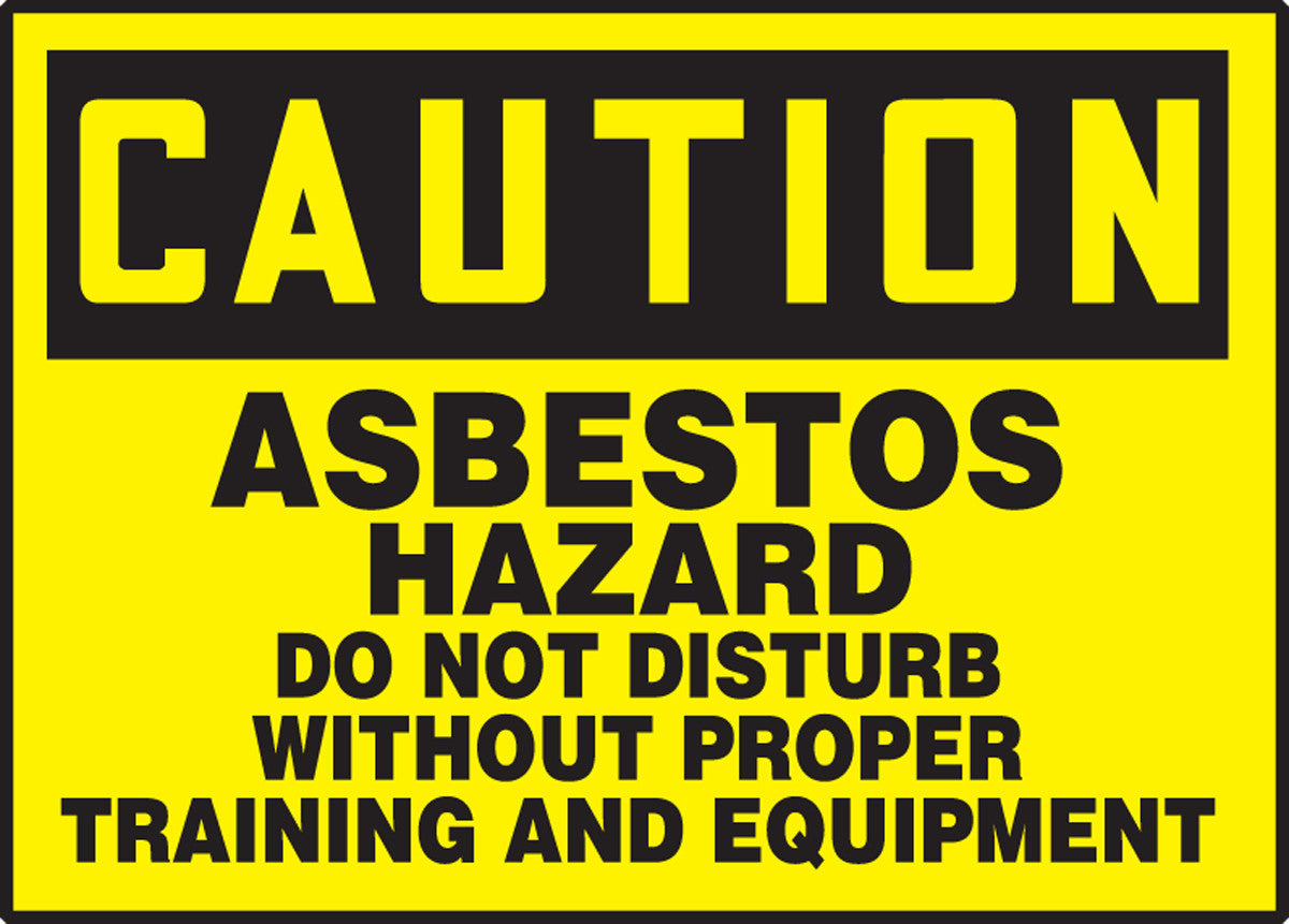 OSHA Caution Safety Label: Asbestos Hazard - Do Not Disturb Without Proper Training And Equipment 3 1/2" x 5" Adhesive Vinyl 5/Pack - LCAW602VSP