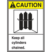 ANSI Caution Safety Label: Keep All Cylinders Chained. 5" x 3 1/2" Adhesive Vinyl 5/Pack - LCPG600VSP