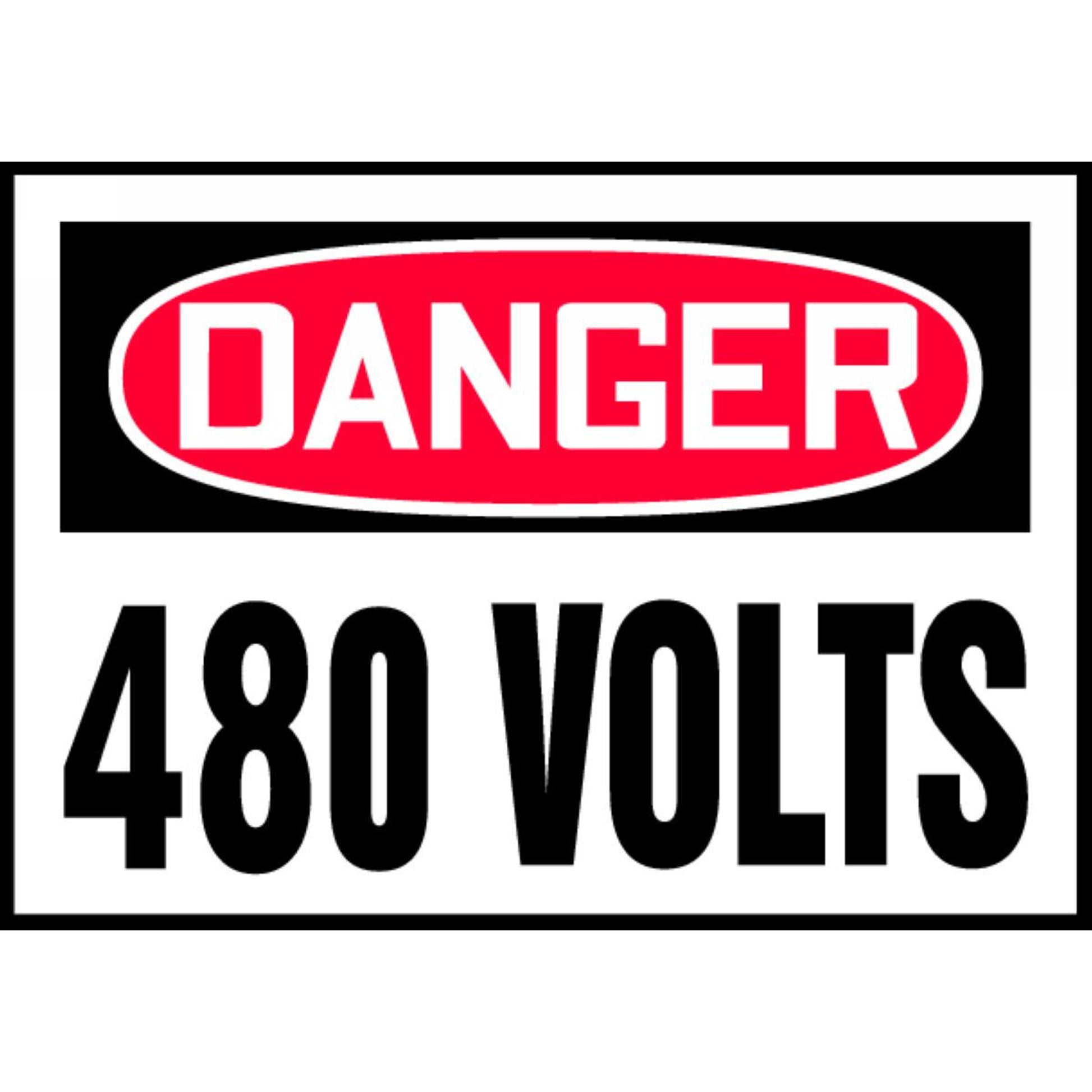 OSHA Danger Safety Label: 480 Volts 3 1/2" x 5" / - LELC164XVE