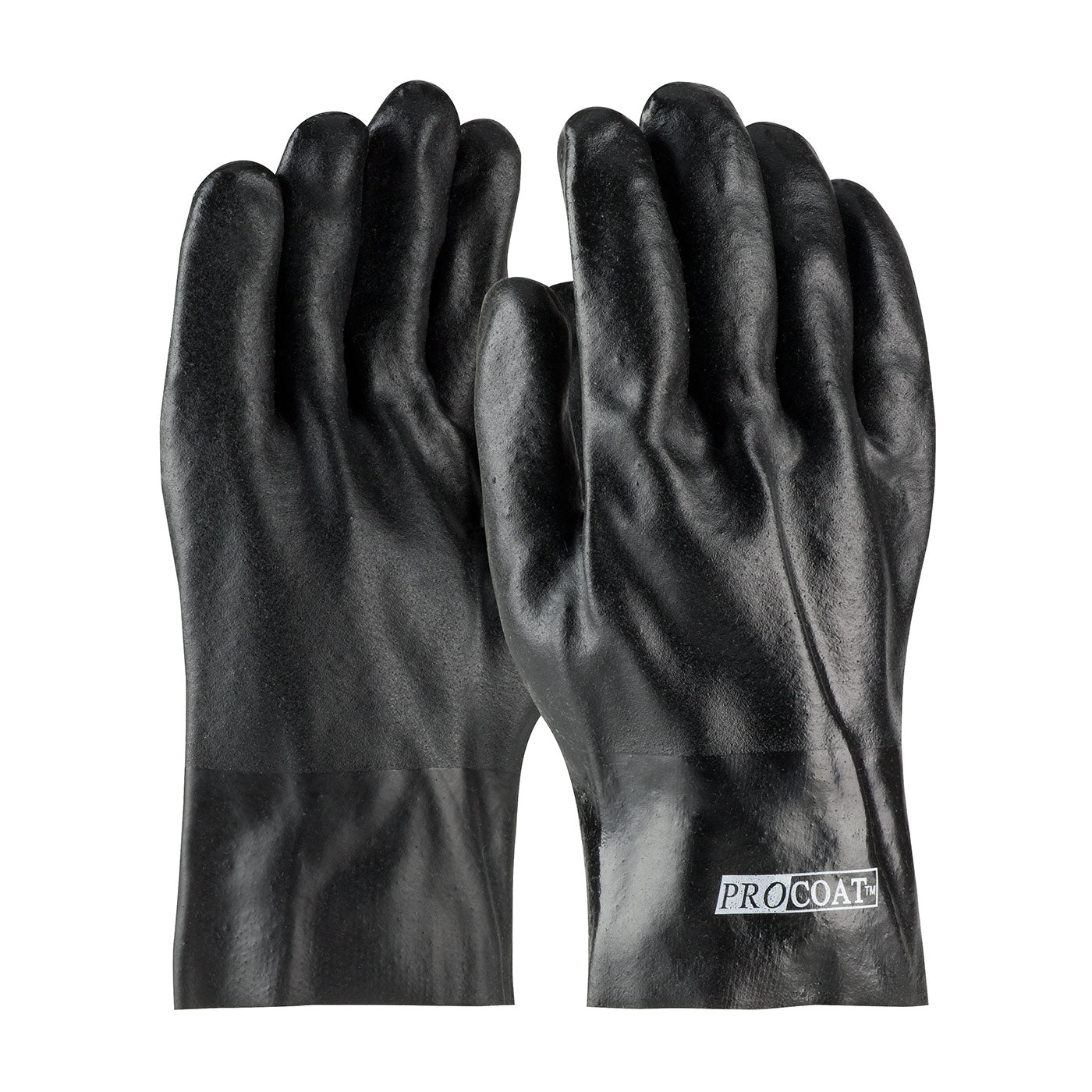 ProCoat Premium PVC Dipped Glove w/Jersey Liner & Rough Acid Finish - 10" Length - Black - 1/DZ - 330-PIP58-8020DD