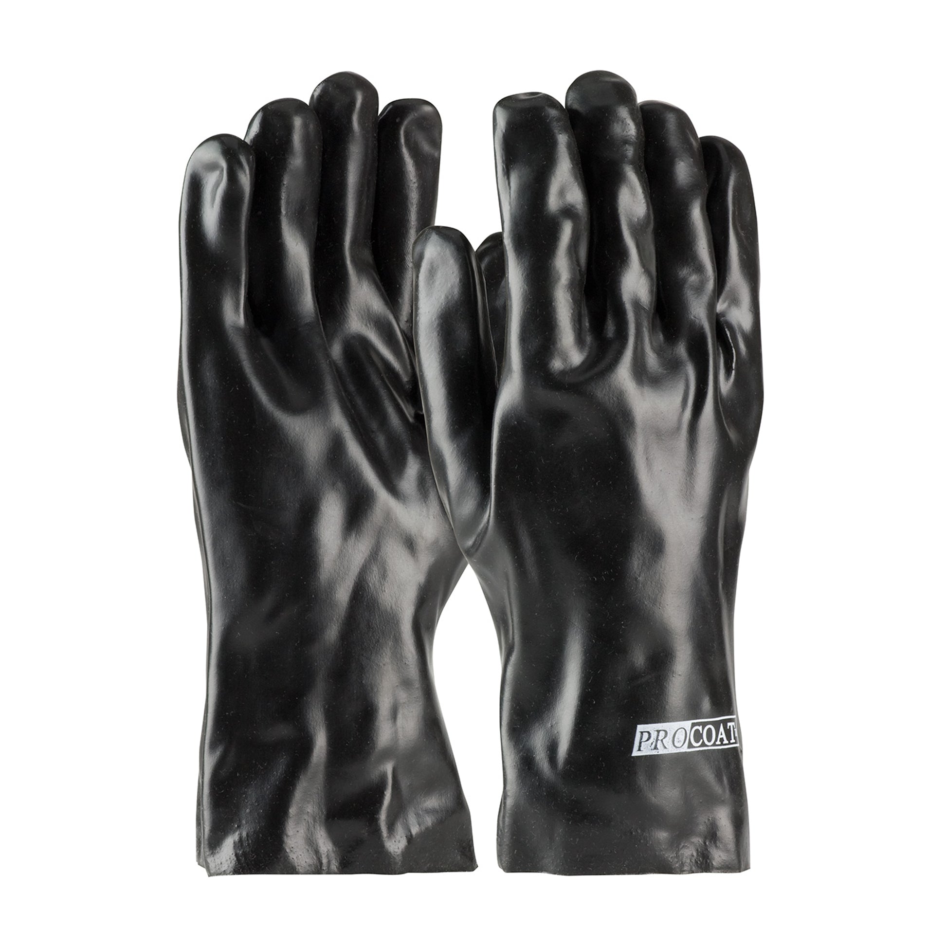 ProCoat Premium PVC Dipped Glove w/Interlock Liner & Smooth Finish - 12" Length - Black - 1/DZ - 330-PIP58-8030