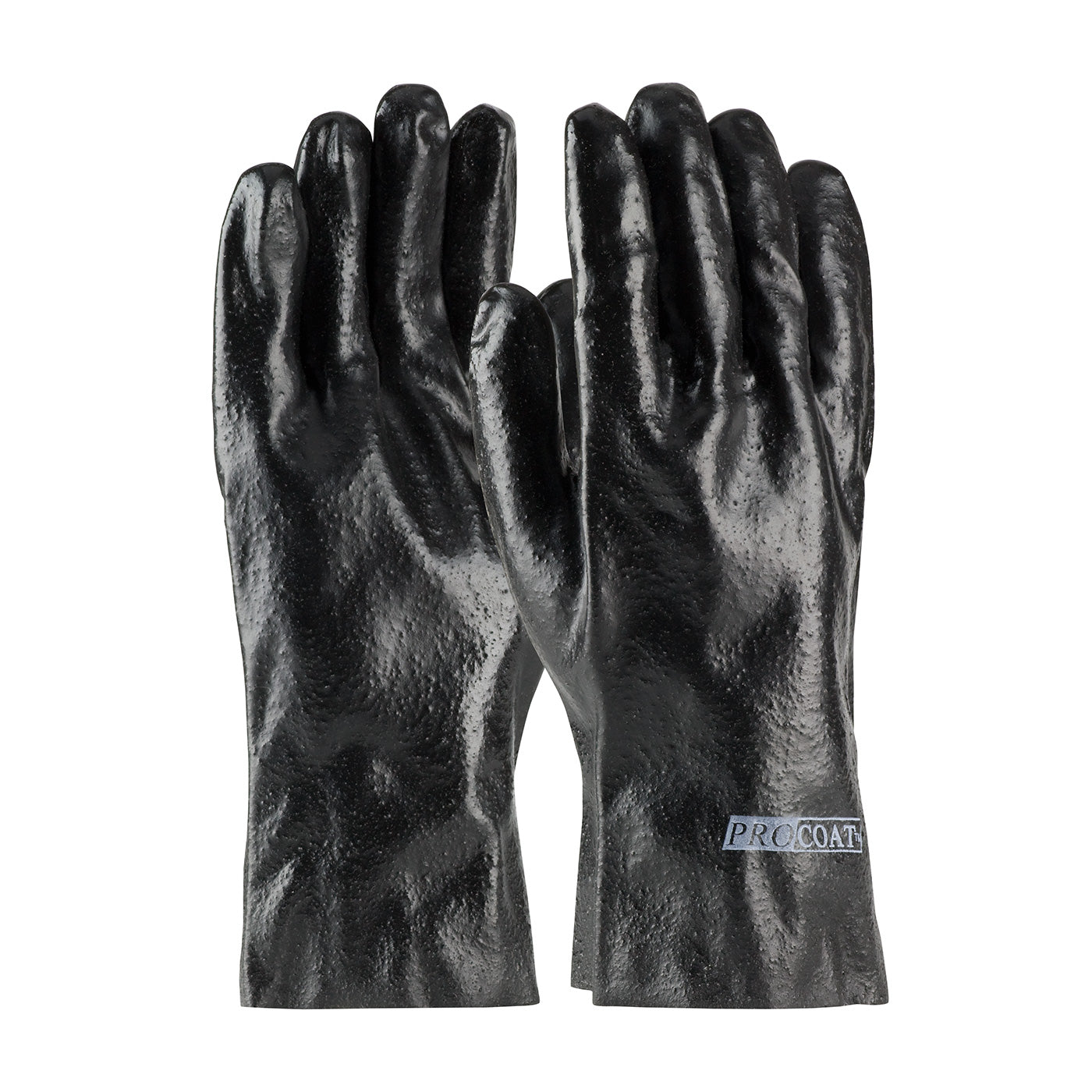 ProCoat Premium PVC Dipped Glove w/Interlock Liner & Semi-Rough Finish - 12" Length - Black - 1/DZ - 330-PIP58-8030R