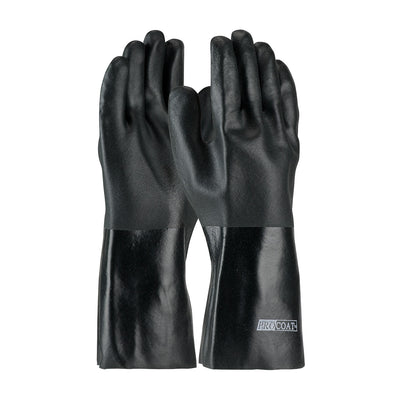 ProCoat Premium PVC Dipped Glove w/Jersey Liner & Rough Acid Finish - 14" Length - Black - 1/DZ - 330-PIP58-8040DD