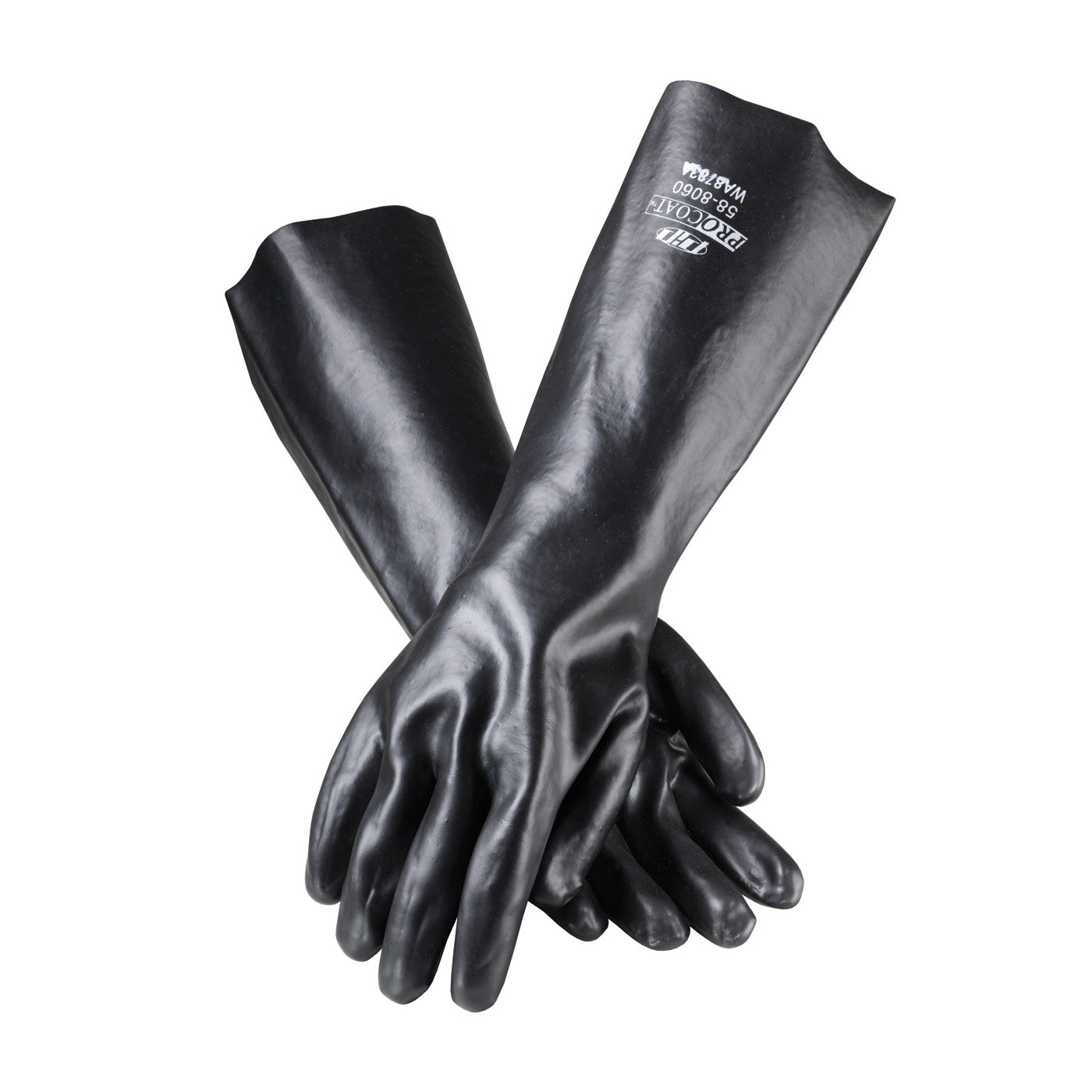 ProCoat Premium PVC Dipped Glove w/Interlock Liner & Smooth Finish - 18" Length - Black - 1/DZ - 330-PIP58-8060