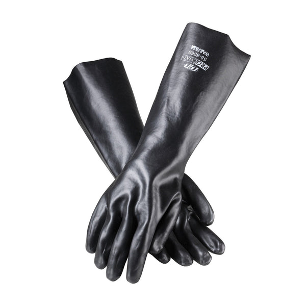 ProCoat Premium PVC Dipped Glove w/Interlock Liner & Smooth Finish - 18" Length - Black - 1/DZ - 330-PIP58-8060