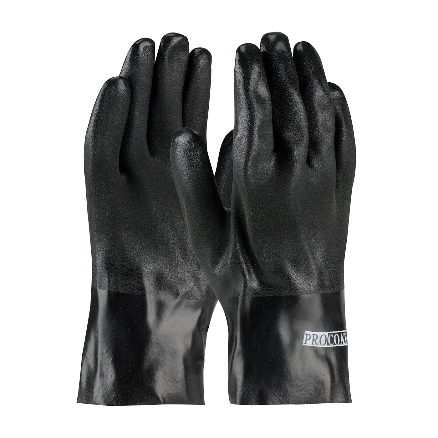 ProCoat Premium PVC Dipped Glove w/Interlock Liner & Rough S&y Finish - 10" Length - Black - 1/DZ - 330-PIP58-8120DD