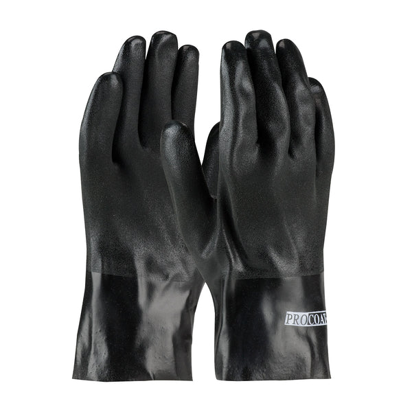 ProCoat Premium PVC Dipped Glove w/Interlock Liner & Rough S&y Finish - 10" Length - Black - 1/DZ - 330-PIP58-8120DD
