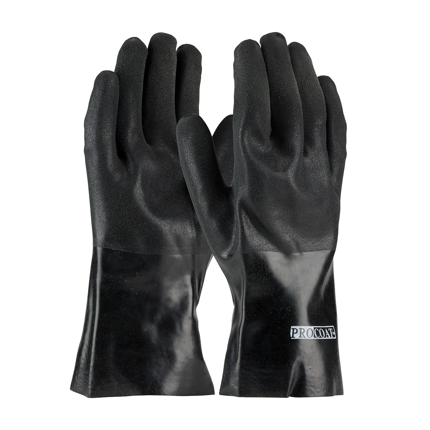 ProCoat Premium PVC Dipped Glove w/Interlock Liner & Rough S&y Finish - 12" Length - Black - 1/DZ - 330-PIP58-8130DD
