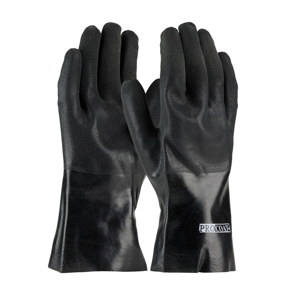 ProCoat Premium PVC Dipped Glove w/Interlock Liner & Rough S&y Finish - 12" Length - Black - 1/DZ - 330-PIP58-8130DD