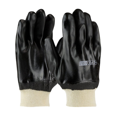 ProCoat Premium PVC Dipped Glove w/Jersey Liner & Rough S&y Finish - Knit Wrist - Black - 1/DZ - 330-PIP58-8215DD