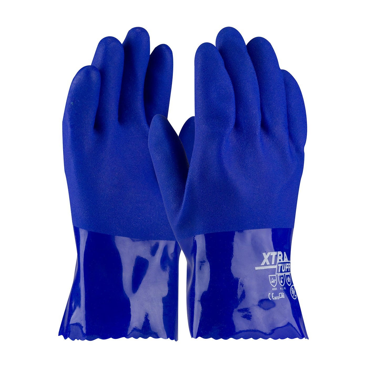 XtraTuff Oil Resistant PVC Glove w/Seamless Liner & Rough Coating - 10" - Blue - 1/DZ - 58-8655