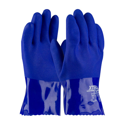 XtraTuff Oil Resistant PVC Glove w/Seamless Liner & Rough Coating - 10" - Blue - 1/DZ - 58-8655