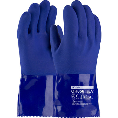 XtraTuff Oil Resistant PVC Glove w/DuPont Kevlar Liner & Rough Grip - Blue - 1/DZ - 58-8658K