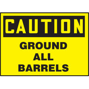 OSHA Caution Safety Label: Ground All Barrels 5" x 7" Adhesive Vinyl 5/Pack - LELC624VSP