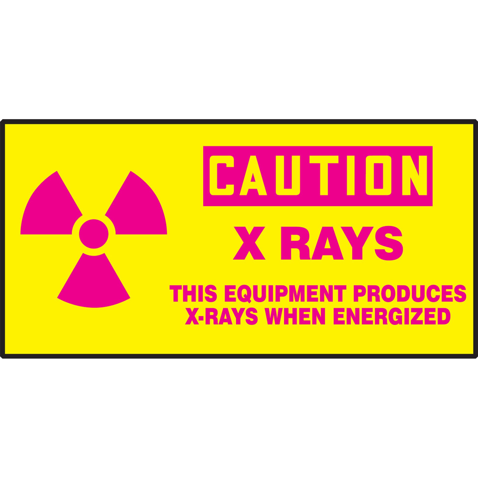 OSHA Caution Safety Label: X Rays - This Equipment Produces X-Rays When Energized 3" x 7" Adhesive Dura Vinyl 1/Each - LRAD604XVE