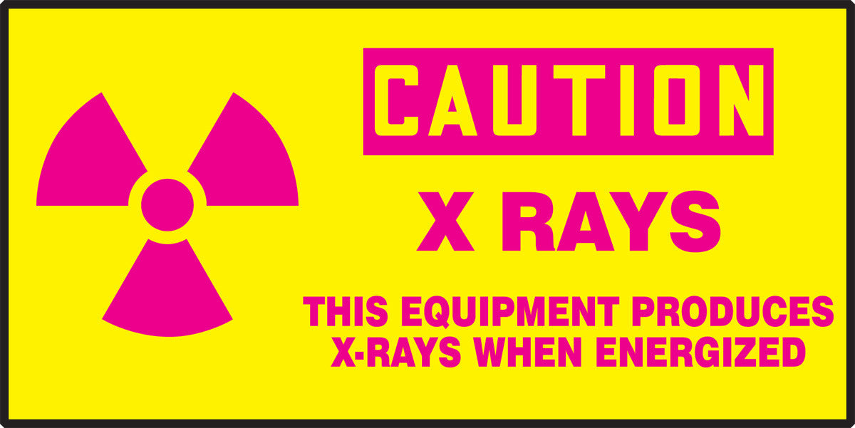 OSHA Caution Safety Label: X Rays - This Equipment Produces X-Rays When Energized 3" x 7" Adhesive Dura Vinyl 1/Each - LRAD604XVE