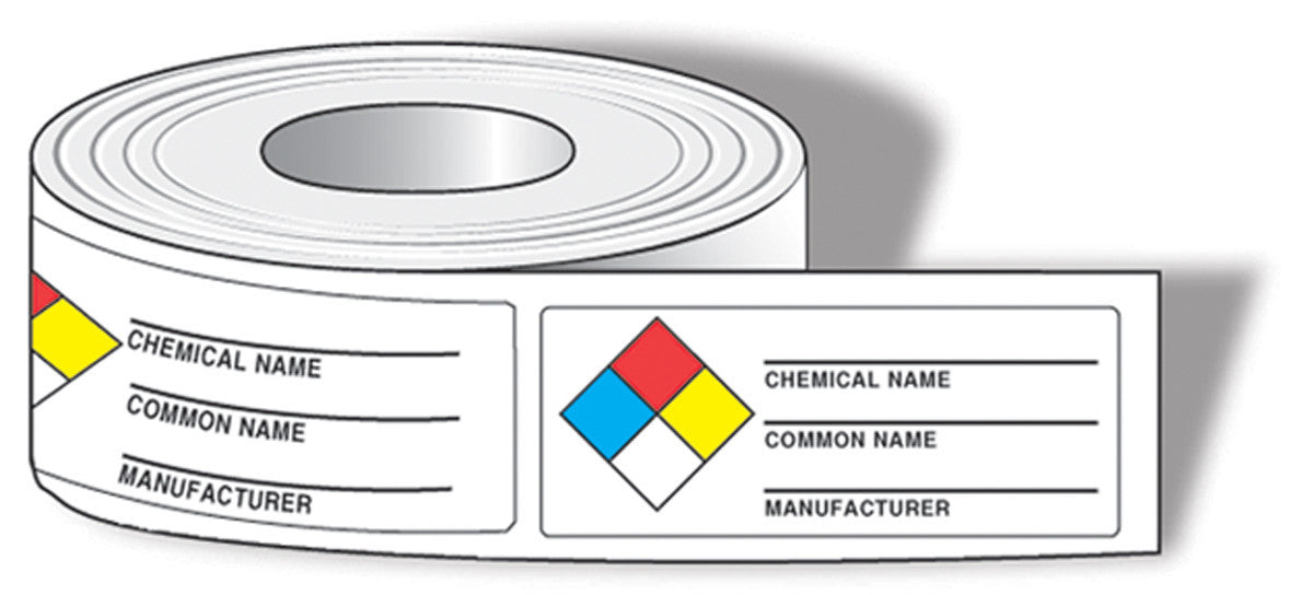 NFPA Diamond Identifier Roll Labels: Common Chemical Identifier 1 1/2" x 3 7/8" Adhesive-Poly Sheet / - LZN601EV