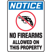 OSHA Notice Safety Sign: No Firearms Allowed On This Property English 14" x 10" Aluminum 1/Each - MACC812VA