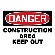 OSHA Danger Safety Sign: Construction Area - Keep Out English 10" x 14" Dura-Plastic 1/Each - MADM014XT