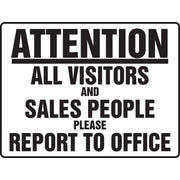 BIGSigns Attention: All Visitors and Sales People Please Report to Office 18" x 24" Aluminum 1/Each - MADM533VA
